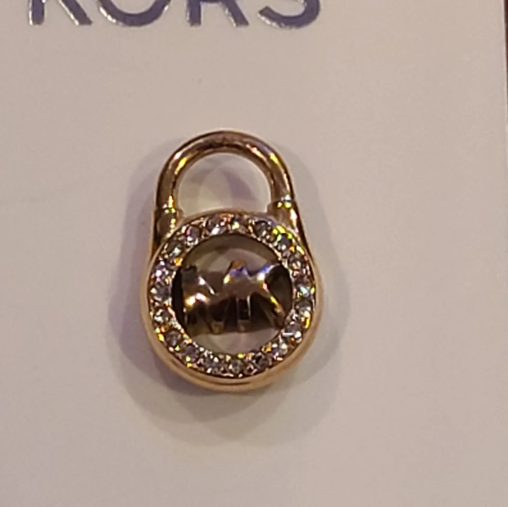 Michael Kors Logo Locket Gold Stud Earrings - Picture 4 of 7